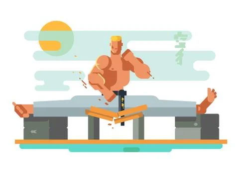 Karate character in the splits Stock Illustration