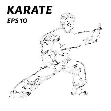 Karate consists of points, lines and triangles. The polygon shape in the fo.. Stock Illustration