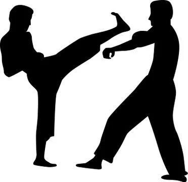 Karate couple fighting Illustrazione stock