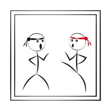 Karate dolls on white background Stock Illustration