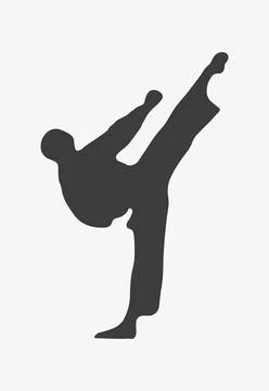Karate kick vector icon. Martial art silhouette Stock Illustration
