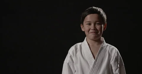 Karate kid portrait 2 of 10 year old 50fps Stock-Footage 48626005