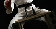 Karate Man Breaking Wood Stock Footage