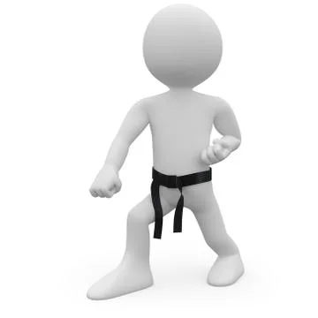 Karate man in combat position ii Stock Illustration