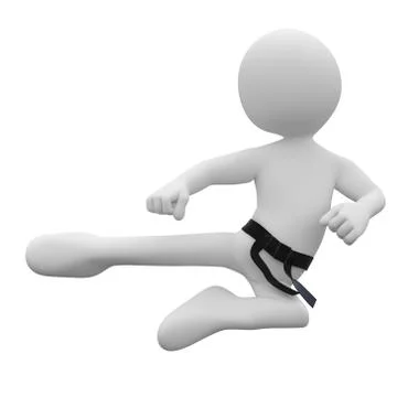 Karate man in combat position iii Stock Illustration