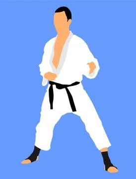 Karate man fighter in kimono vector. Japan traditional martial art. Illustrazione stock
