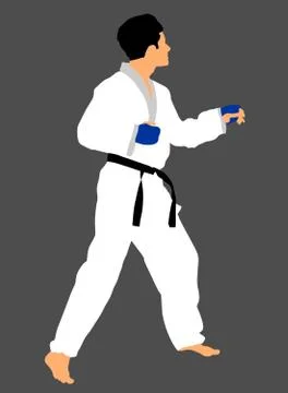 Karate man fighter in kimono vector. Japan traditional martial art イラスト素材