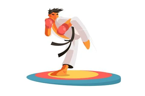 Karate man on train Stock Illustration