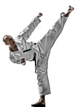 Karate man training isolated Stock Photos