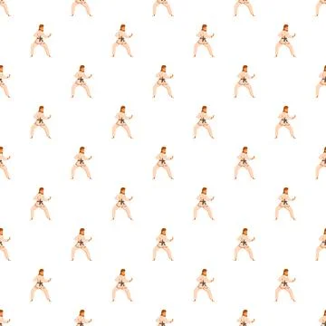 Karate martial arts students practicing self defense seamless pattern イラスト素材