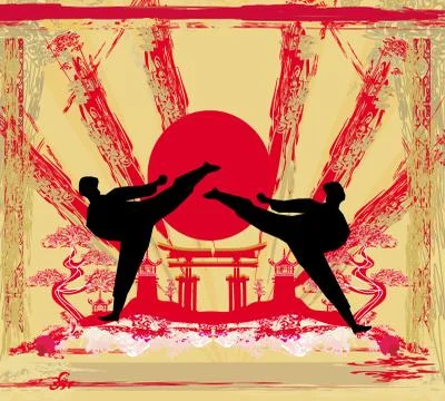 Karate occupations - grunge background Stock Illustration