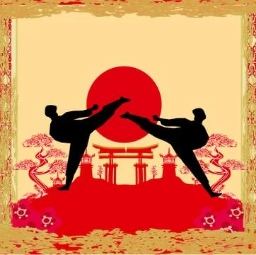 Karate occupations - Grunge background Stock Illustration
