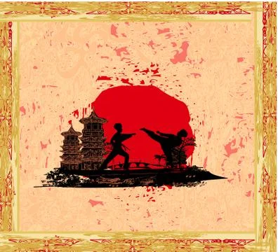 Karate occupations - Grunge background Stock Illustration