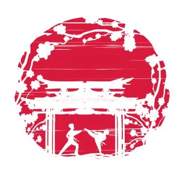 Karate occupations - Grunge background Stock Illustration