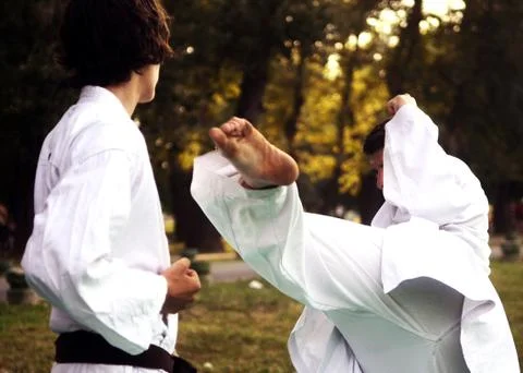 Karate in the park Stock Photos