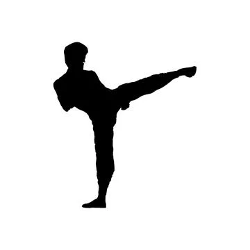 Karate player icon. Simple style karate lessons course poster background sy.. Stock Illustration