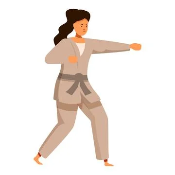 Karate practitioner executing a powerful punch during training Ilustração Stock