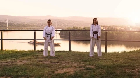 Karate on sunset Stock Footage 96117826