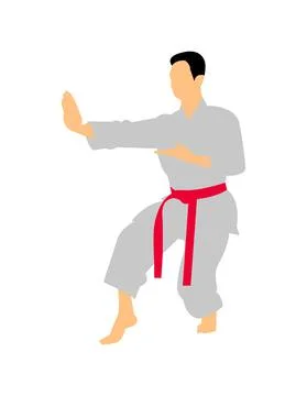 Karateka isolated on white background Stock Illustration