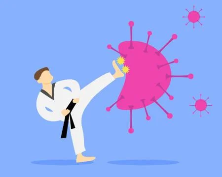 Karateka vs Virus Stock Illustration