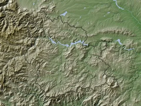 Kardzhali, Bulgaria. Elevation map colored in wiki style with lakes and river Illustrazione stock