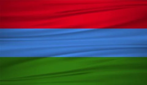 Karelia flag vector. Vector flag of Karelia blowig in the wind. EPS 10. Stock Illustration