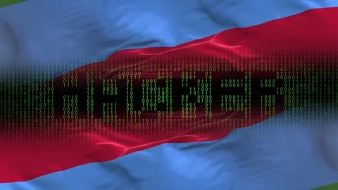 Karelia flag - Waving flag on matrix binary code background Stock Footage 321420171
