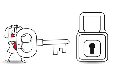 Karen and the key have a solution Stock Illustration