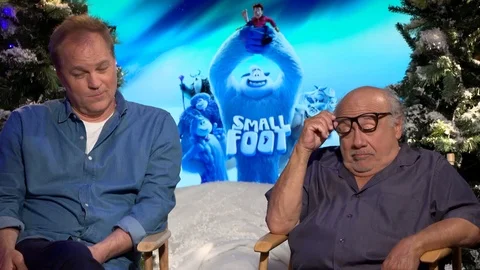 Karey Kirkpatrick and Danny Devito talk about their movie 'Smallfoot' - 2018 Stock Footage 101208046