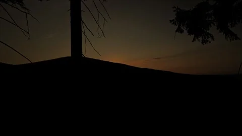 Karkonosze Forest Hillside and Tree Silhouettes at Dusk, Poland Vídeo Stock 342853633
