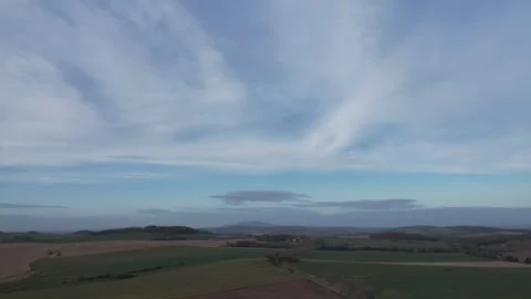 Karkonosze Mountains and squall, timelapse, drone, aerial, with cultivated Stock Footage 259406932