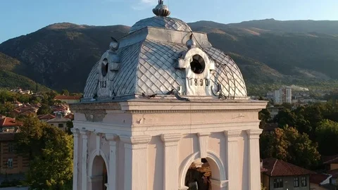 Karlovo bell tower aerial view city panorama Stock Footage 80318341