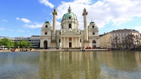 Karlskirche in Vienna, Austria Stock Footage 82171407