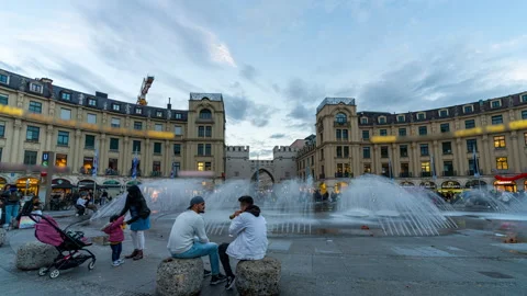 Karlsplatz Stachus sunset hyperlapse is a large square in central Munich Stock-Footage 222925079