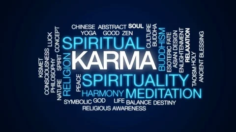 Karma animated word cloud, text design animation. Stock Footage 79774691