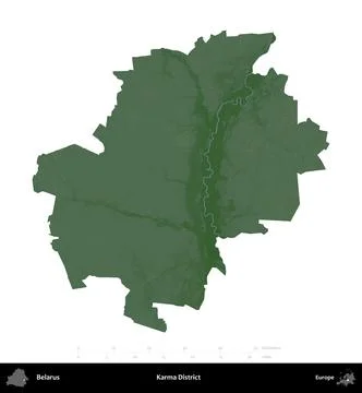 Karma District, Belarus, isolated on white. Physical Stock Illustration