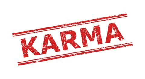 KARMA Seal with Corroded Texture and Double Parallel Lines Stock Illustration