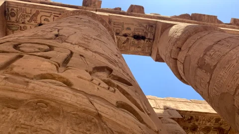 Karnac temple column tops, Egypt. Circul... | Stock Video | Pond5