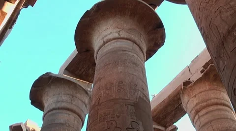 Karnak temple, column, Luxor, Egypt Video stock 7734675