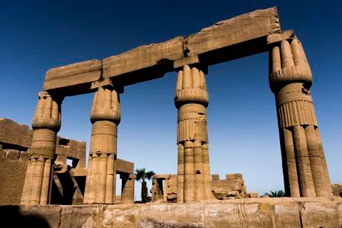 Karnak Temple Complex comprises a vast mix of decayed temples, chapels, pylon Stock Photos