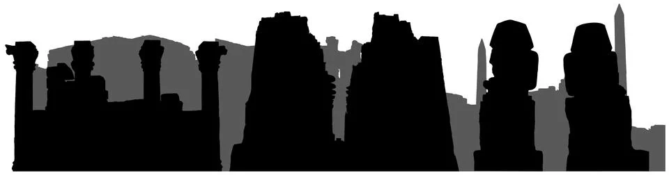 Karnak Temple Complex in Luxor (Egypt), silhouette. Vector illustration Stock Illustration