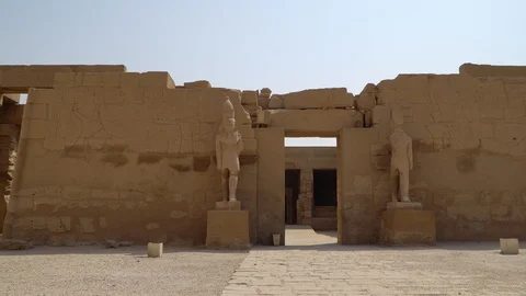 Karnak Temple in Luxor, Egypt. Ruins of the ancient Egyptian temple. Stock Footage