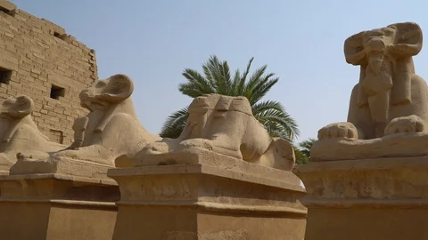 Karnak Temple in Luxor, Egypt.  Ruins of the ancient Egyptian temple. Stock Footage