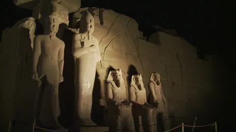 Karnak Temple Statues Night Stock Footage 1095152