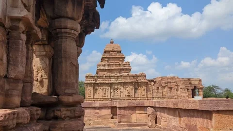 Karnataka- 4-10-2024; Exploring the Architectural Grandeur of Pattadal temple Stock Footage 303571686