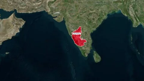Karnataka India Map Animation Highlighted for Tourism and Literacy Stock Footage 329151172