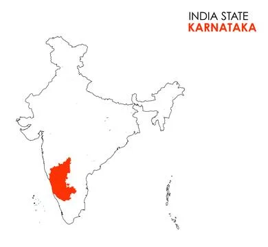 Karnataka map of Indian state. Karnataka map vector illustration. Karnataka.. Stock Illustration
