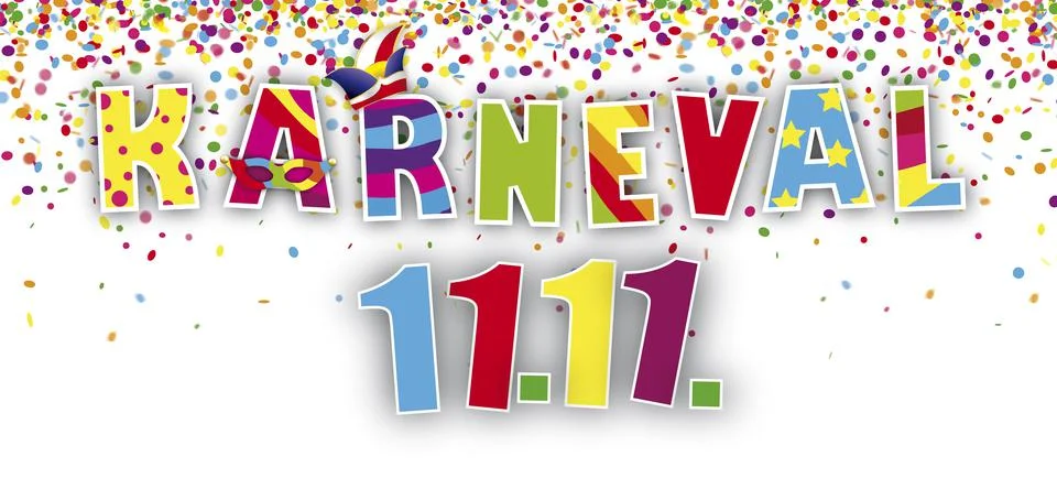 Karneval Header Jesters Cap Ties Confetti Stock Illustration