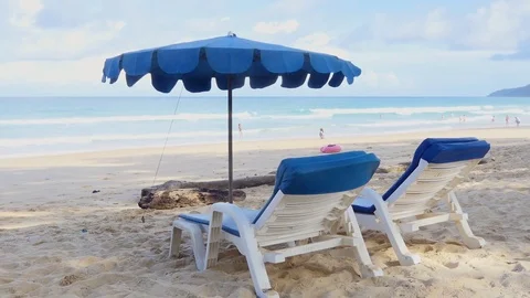 Karon Beach, Phuket, Thailand on a beautiful sky and sea Stock Footage