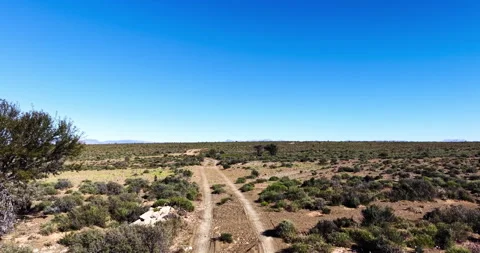 Karoo Dirt Road Through Semi-Arid Landscape Near Prince Albert, South Africa Stock Footage 341344980